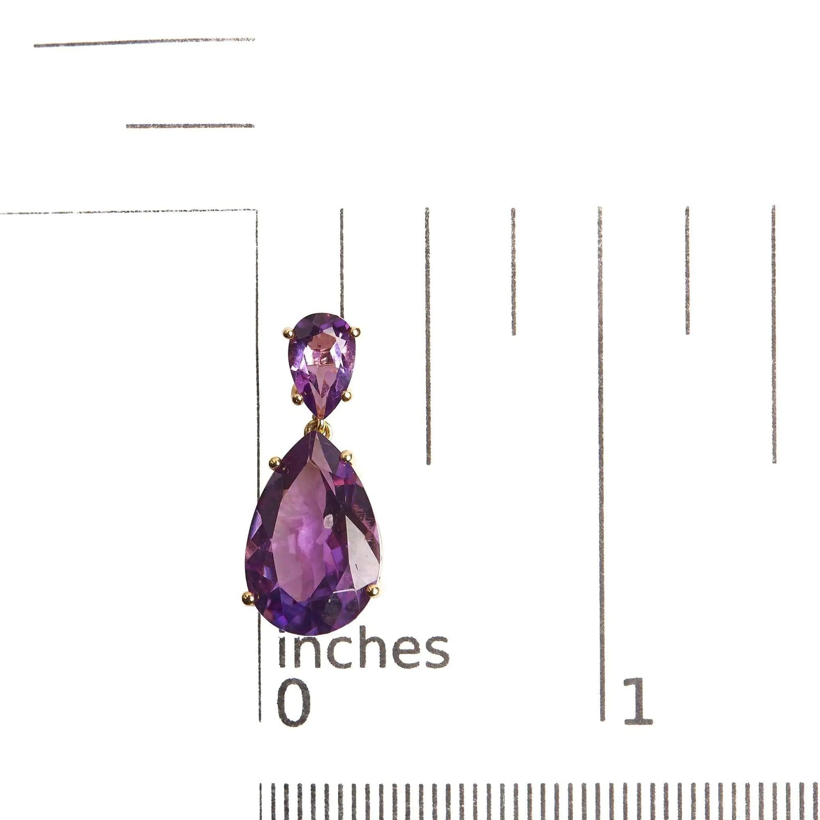 10K Yellow Gold Plated .925 Sterling Silver 12 2/5 Cttw Pear Shaped Purple Brazilian Amethyst Double Dangle and Drop Earring - Evallys.com # #