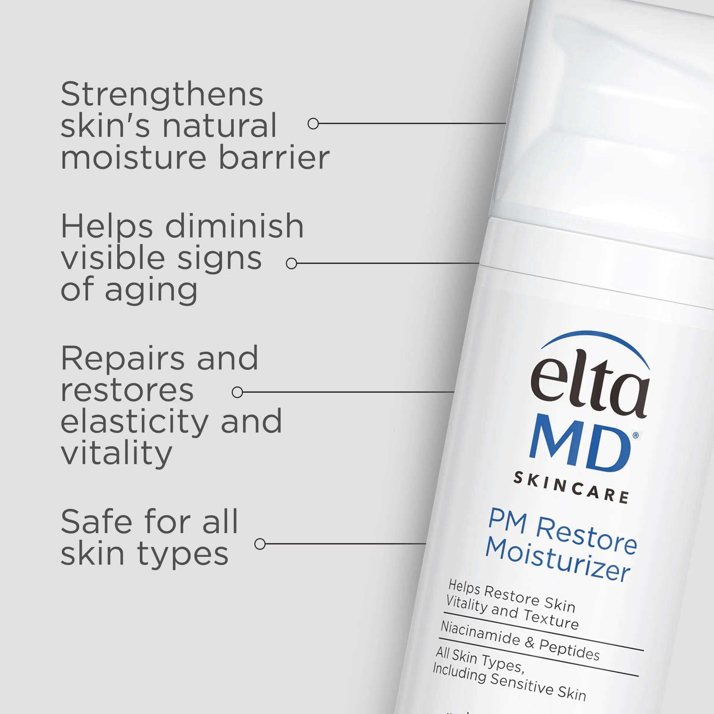 EltaMD PM Restore Face Moisturizer, Night Moisturizer for Face, Safe For All Skin Types, 1.7 oz Pump - Evallys.com # #