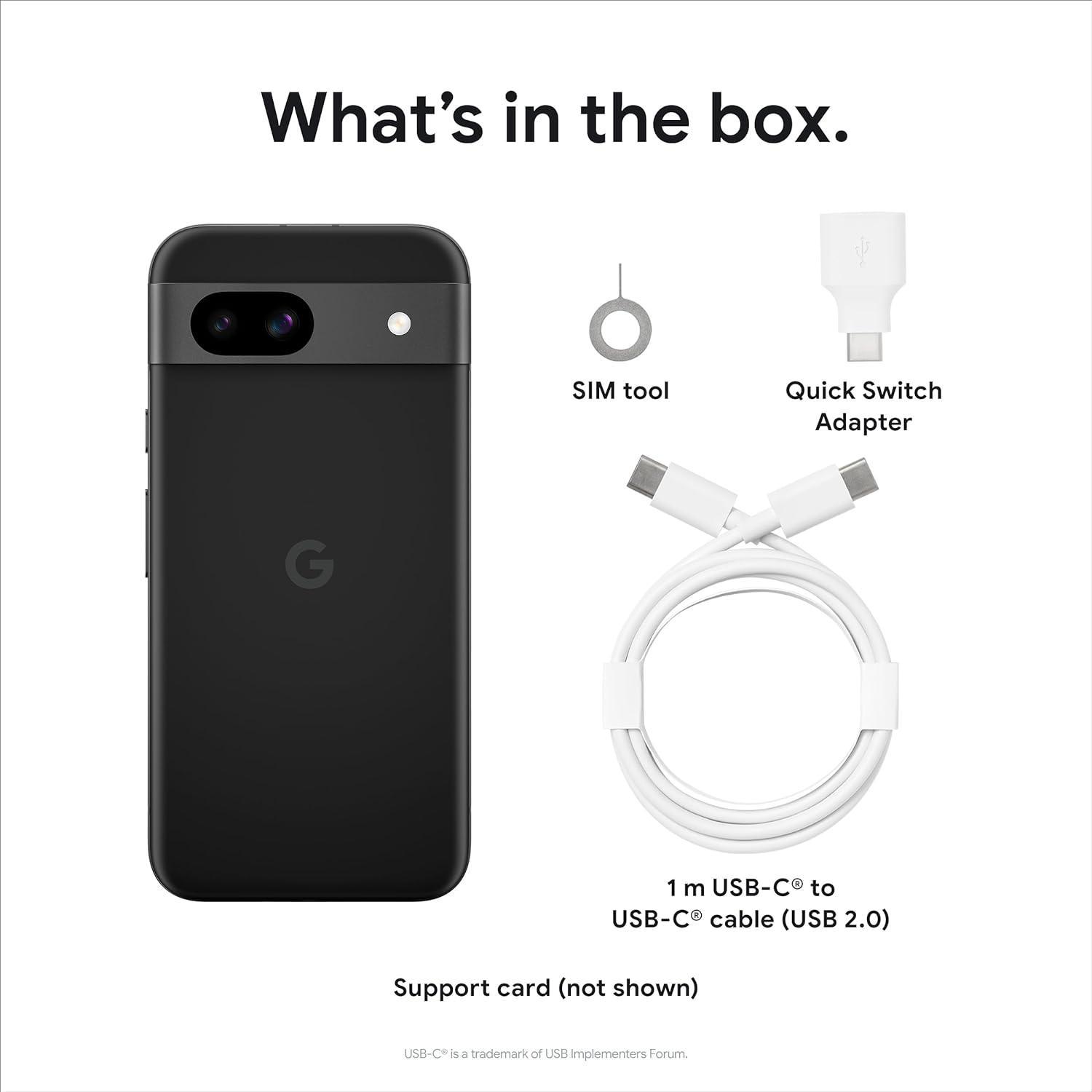 Google Pixel 8A - Unlocked Android Phone with Google AI, Advanced Pixel Camera and 24-Hour Battery - Obsidian - 128 GB - Evallys.com # #