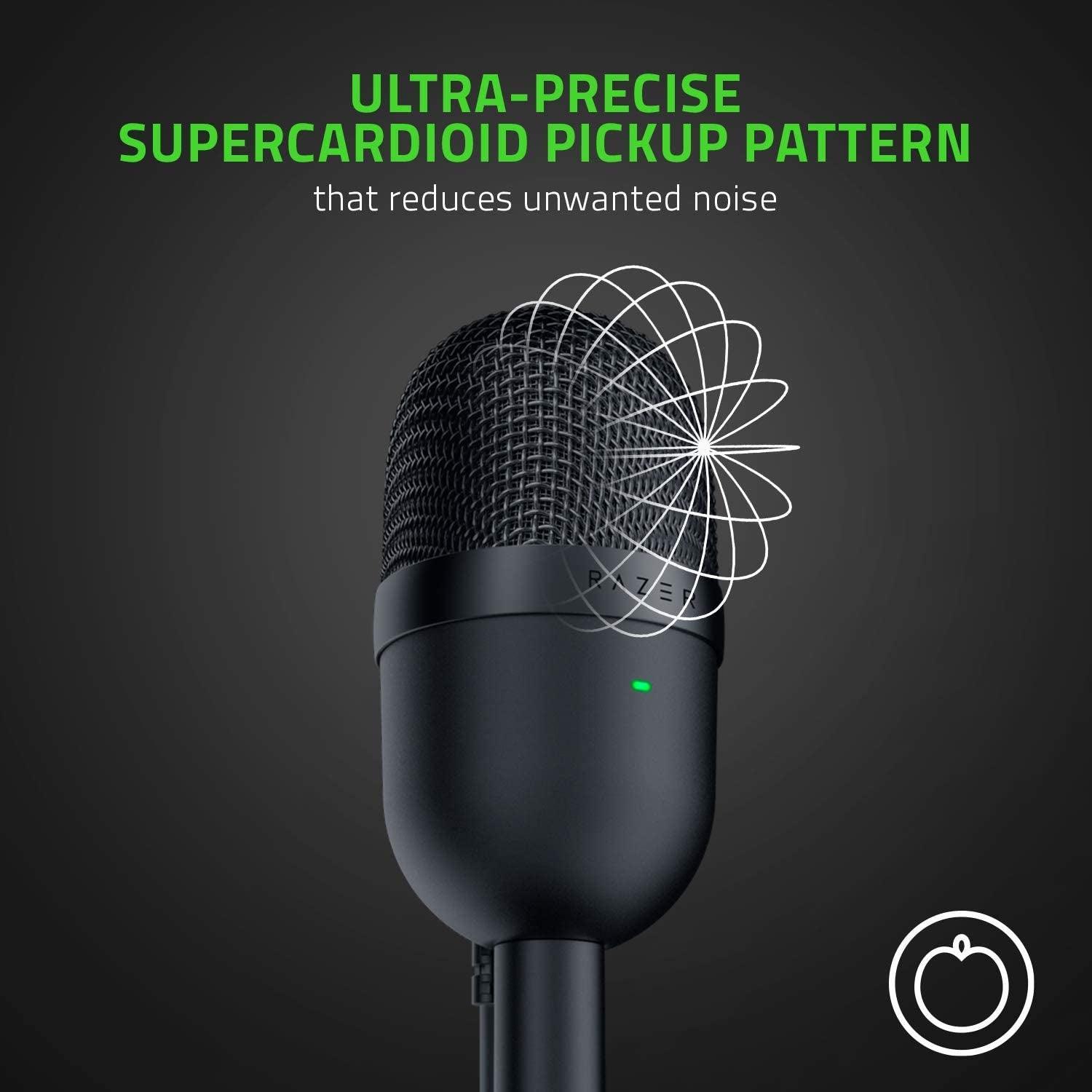 Razer Seiren Mini USB Condenser Microphone: for Streaming and Gaming on PC - Professional Recording Quality - Precise Supercardioid Pickup Pattern - Tilting Stand - Shock Resistant - Classic Black - Evallys.com # #