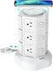 Power Strip Tower, SUPERDANNY Surge Protector Tower with 15W Magnetic Wireless Charger, 1050J, 13A Charging Station with 12 AC Outlets & 6 USB Ports, 6.5Ft Extension Cord for Home Office, White - Evallys.com # #