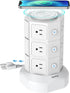 Power Strip Tower, SUPERDANNY Surge Protector Tower with 15W Magnetic Wireless Charger, 1050J, 13A Charging Station with 12 AC Outlets & 6 USB Ports, 6.5Ft Extension Cord for Home Office, White - Evallys.com # #