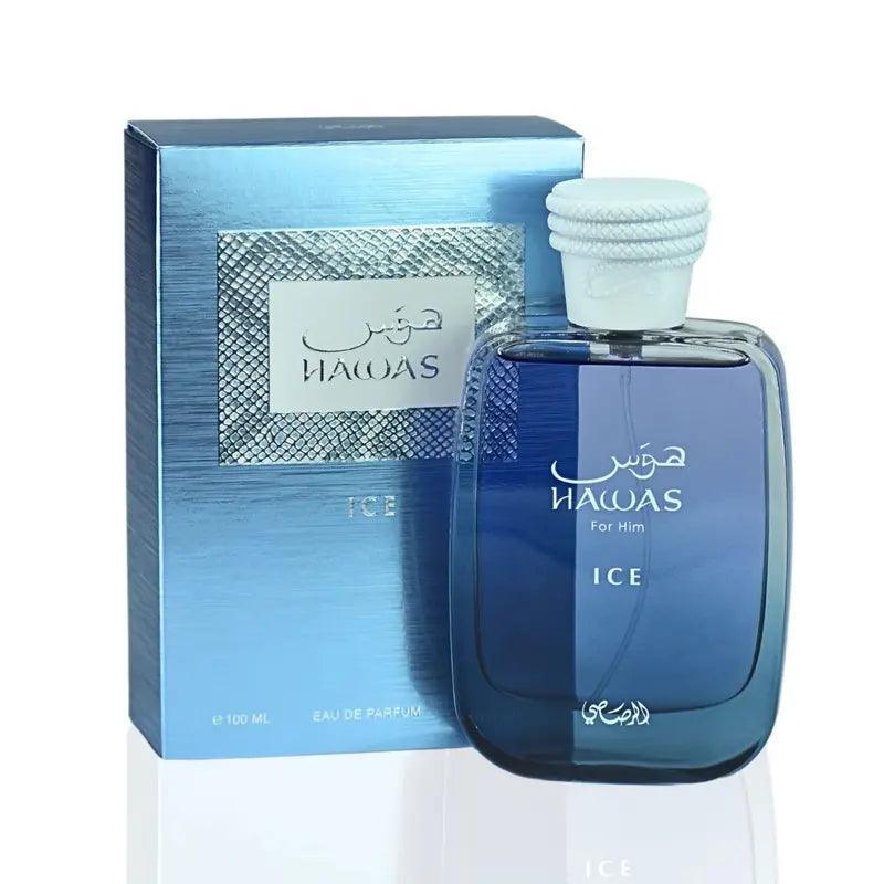 Rasasi Hawas Ice for Men EDP - 100 ML (3.4 Oz) - Men'S Long Lasting Fresh Fragrance - Eau De Parfum - with Notes of Fresh Citrus, Frozen Apple and Moss - Evallys.com # #