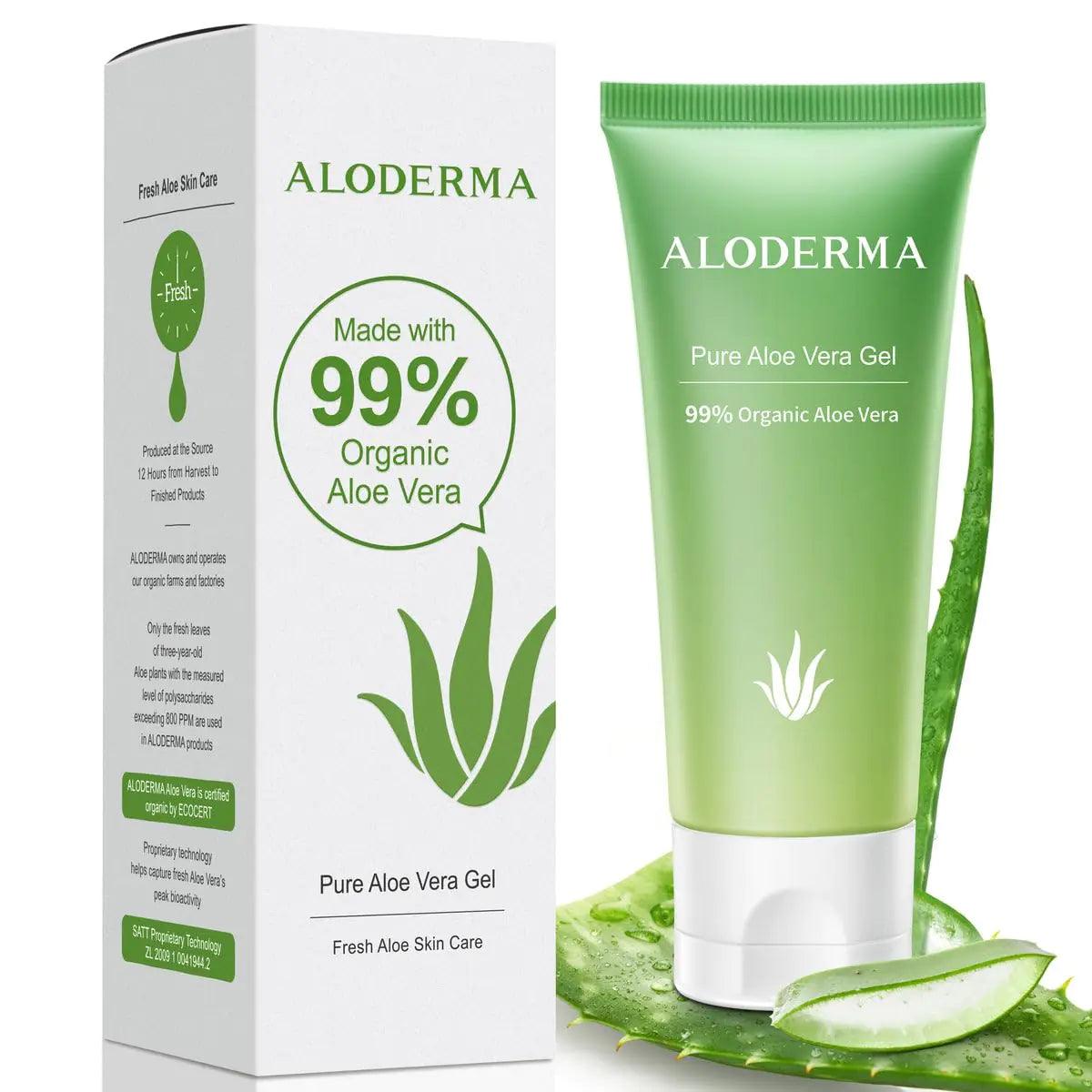 Aloderma 99% Organic Aloe Vera Gel for Face Made within 12 Hours of Harvest - Natural Hydrating Pure Aloe Vera Gel for Soothing Skincare - Moisturizing Aloe Gel for Skin, Face, & Sensitive Skin, 4oz 1 - Evallys.com # #