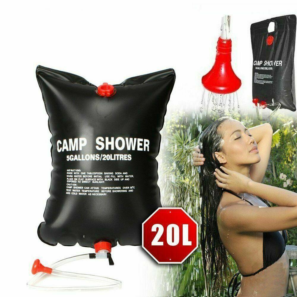 20L Camping Shower Portable Compact Solar Sun Heating Bath Bag Outdoor Travel - Evallys.com # #