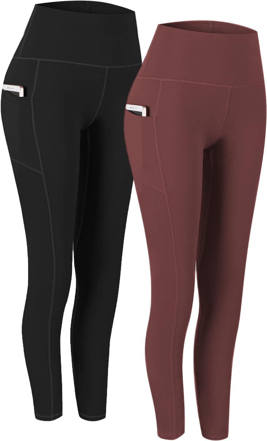 Fengbay 2 Pack High Waist Yoga Pants, Pocket Yoga Pants Tummy Control Workout Running 4 Way Stretch Yoga Leggings - Evallys.com