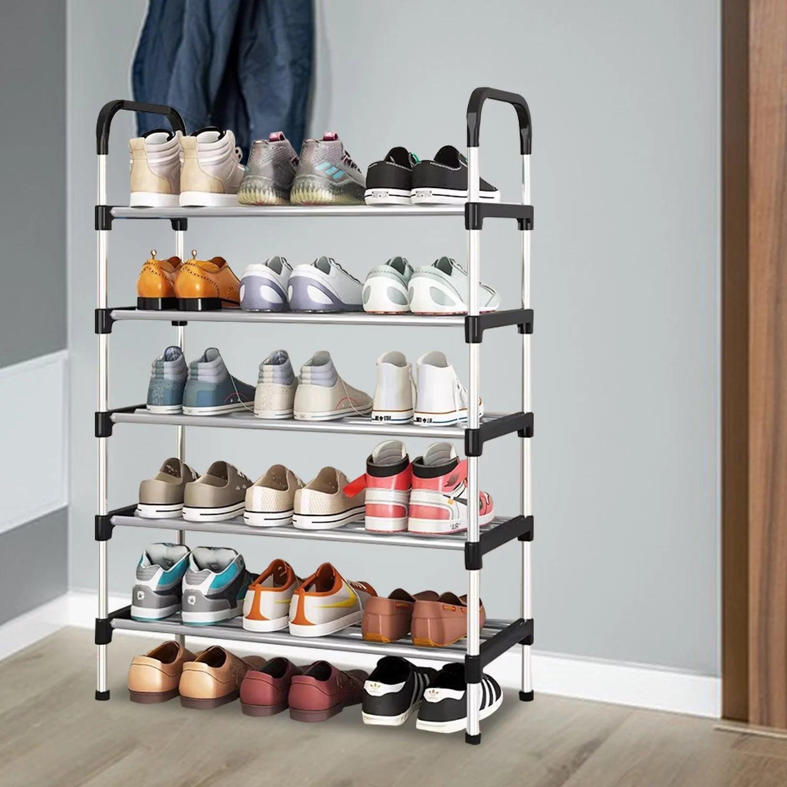 Yoytoo 5 Tier Shoe Rack, Stackable Metal 15 Pairs Shoes Organizer Storage Shelf for Closet Door Entryway - Evallys.com # #