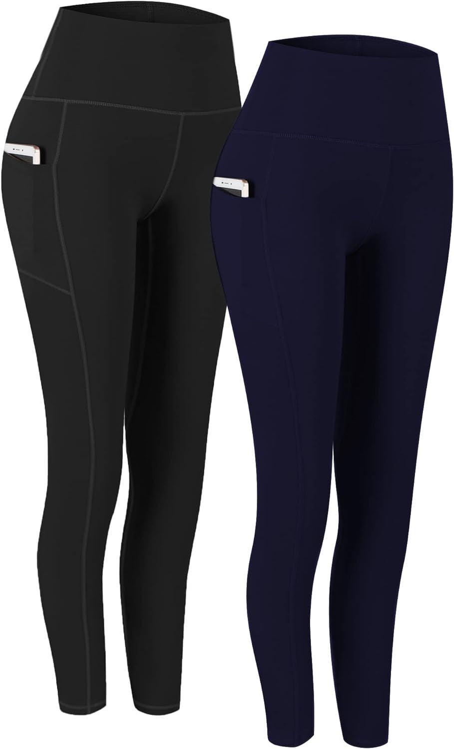 Fengbay 2 Pack High Waist Yoga Pants, Pocket Yoga Pants Tummy Control Workout Running 4 Way Stretch Yoga Leggings - Evallys.com