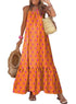 Dokotoo Women Summer Dresses 2024 Spaghetti Strap Scoop Neck Smocked Ruffle Flowy Boho Maxi Dress Small Rose - Evallys.com