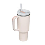 40 Oz Tumbler With Handle Straw Insulated, Stainless Steel Spill Proof Vacuum Coffee Cup Tumbler With Lid Tapered Mug Gifts For Valentine Lover Suitable For Car Gym Office Travel - Evallys.com