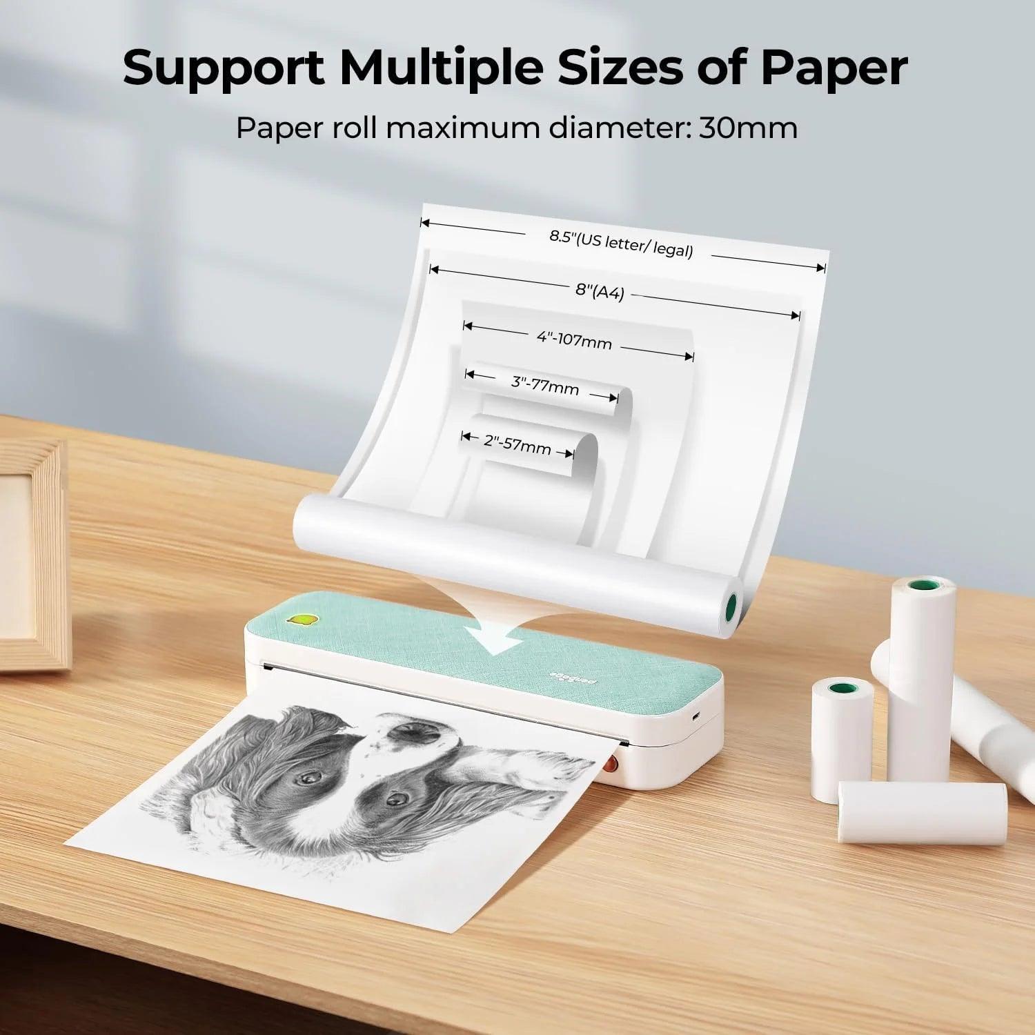 Mixfeer Wireless Printer, Portable Bluetooth Thermal Inkless Printer Compatible with Android and Ios Phone & Laptop, Green - Evallys.com # #