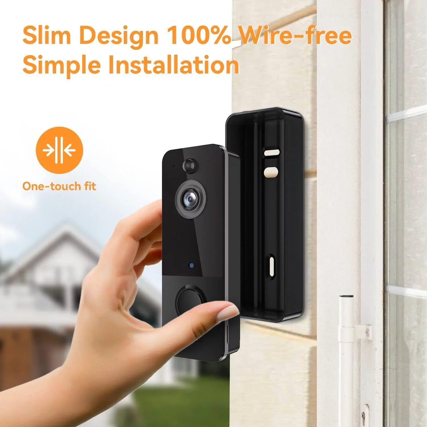 Wireless Doorbell Camera with Chime, Smart Video Doorbell Security Camera with ，Black - Evallys.com # #