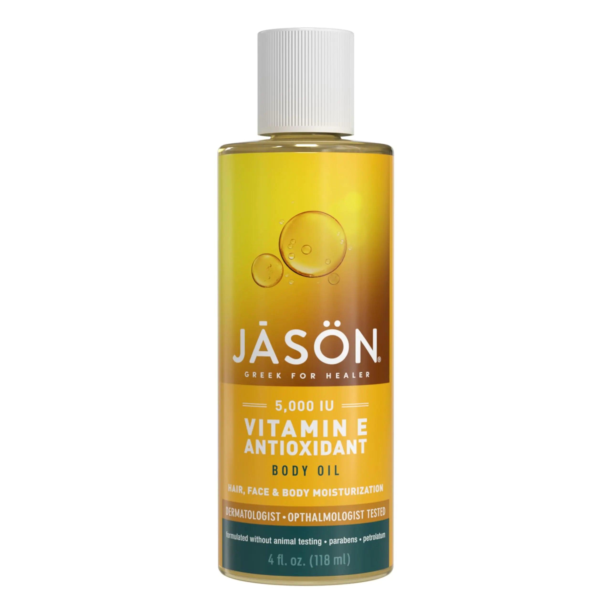 JASON Vitamin E 5,000 IU Moisturizing Body Oil, For Hair, Face, and Body, 4 Fluid Ounces 4 Fl Oz (Pack of 1) All-Over Body Skin Oil - Evallys.com # #