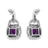 .925 Sterling Silver 8MM Natural Cushion Shaped Amethyst and Diamond Accent Halo with Push Back Dangle Earrings (I-J Color, I2-I3 Clarity) - Evallys.com # #