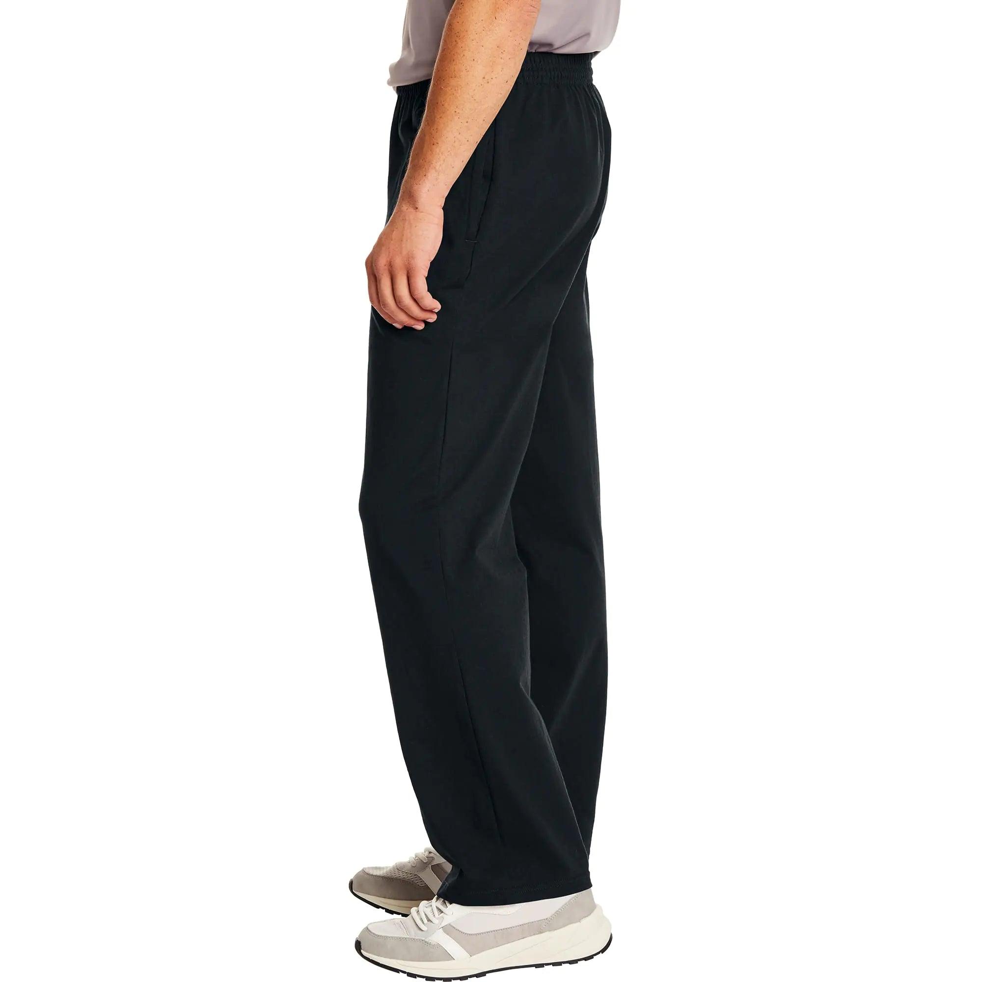 Hanes Essentials Sweatpants, Men’s Cotton Jersey Pants with Pockets, 33” X-Large Black - Evallys.com # #