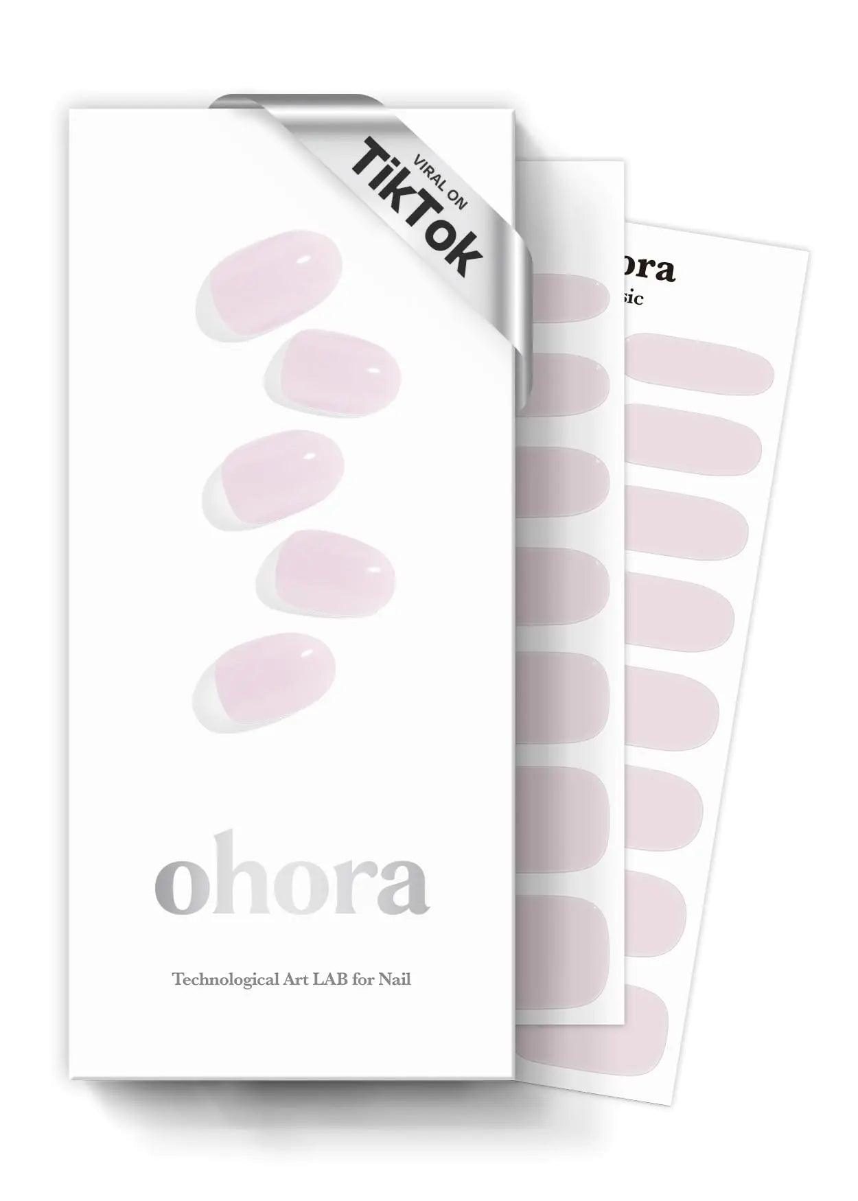 ohora Semi Cured Gel Nail Strips (N Bare Pink) - White, Solid, Works with Any UV/LED Nail Lamps, Salon-Quality, Long Lasting, Easy to Apply & Remove - Includes 2 Prep Pads, Nail File & Wooden Stick 01. N Bare Pink - Evallys.com # #