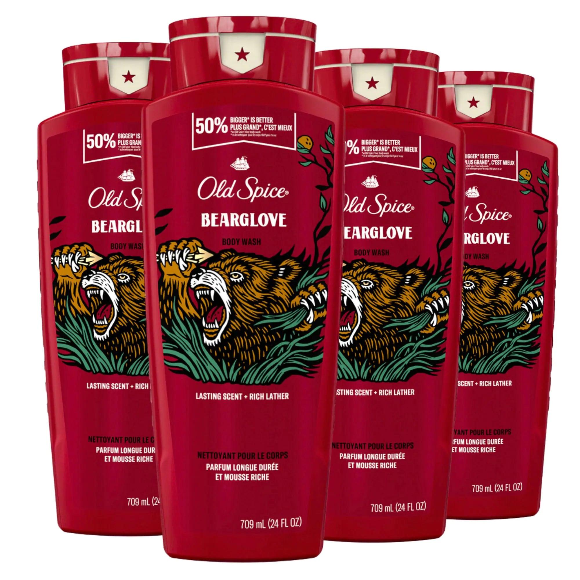 Old Spice Body Wash for Men, Bearglove, Long Lasting Lather, 24 fl oz (Pack of 4) 24 Fl Oz (Pack of 4) - Evallys.com # #