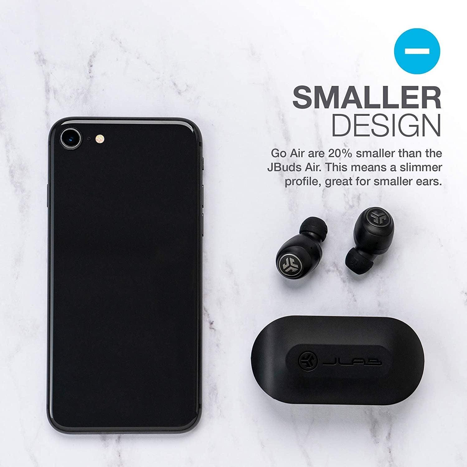 Jlab Go Air True Wireless Bluetooth Earbuds + Charging Case, Black, Dual Connect, IP44 Sweat Resistance, Bluetooth 5.0 Connection, 3 EQ Sound Settings Signature, Balanced, Bass Boost - Evallys.com # #