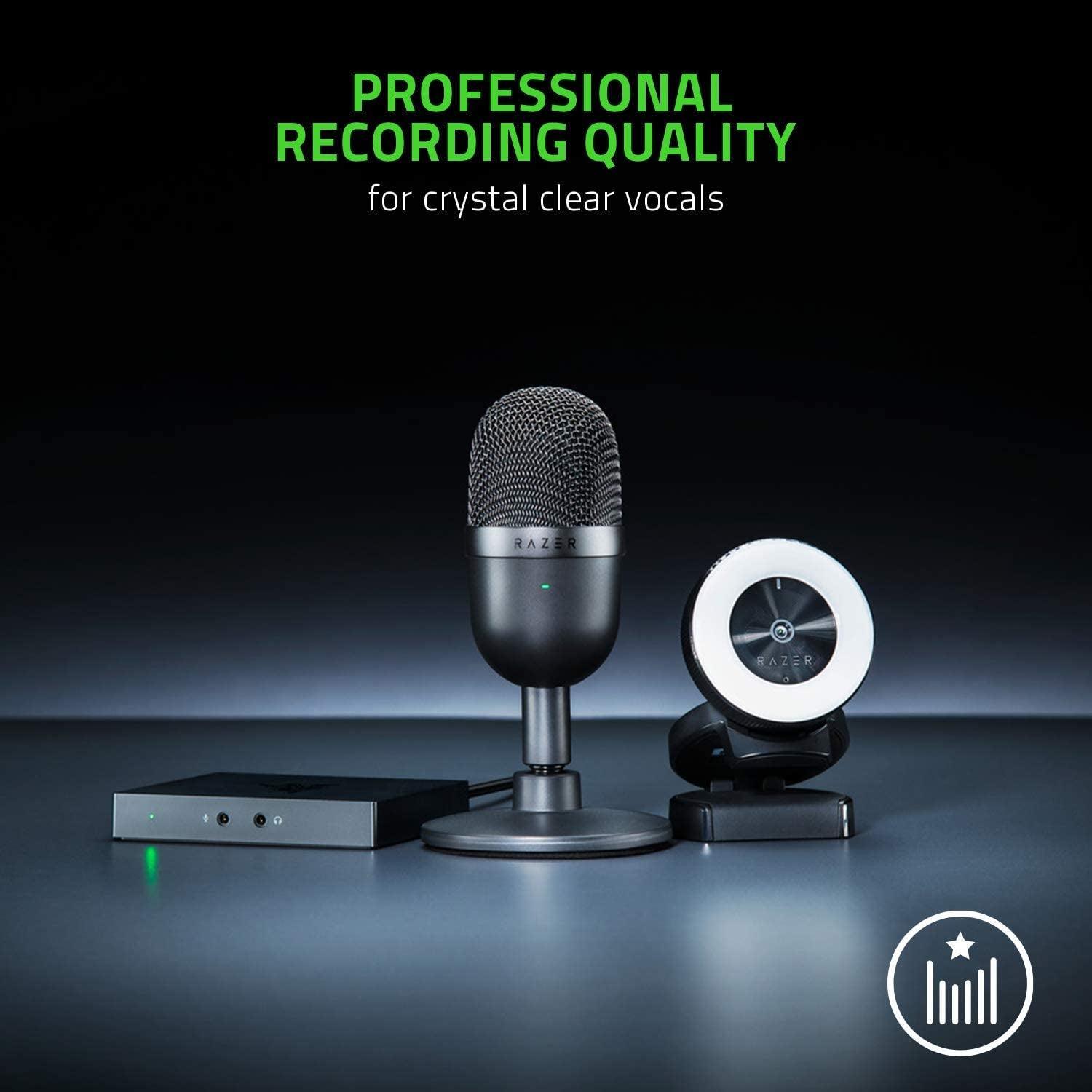 Razer Seiren Mini USB Condenser Microphone: for Streaming and Gaming on PC - Professional Recording Quality - Precise Supercardioid Pickup Pattern - Tilting Stand - Shock Resistant - Classic Black - Evallys.com # #