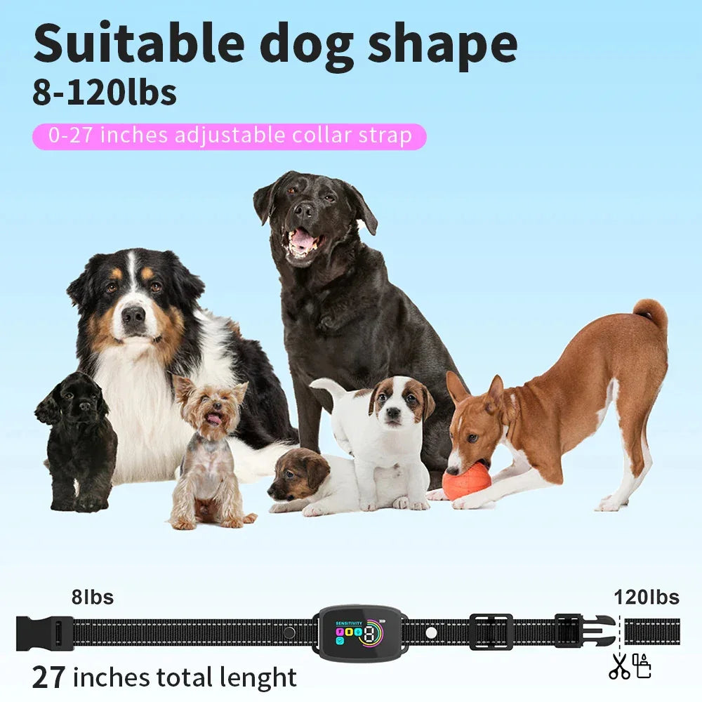 Smart Automatic Anti Barking Dog Collar Rechargeable Bark Stopper Stop Barking HD Digital Display IP67 Waterproof Collar For Dogs Pet Products - Evallys.com