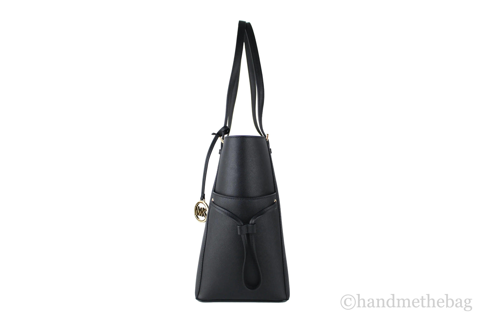 Michael Kors Gilly Large Black Leather Travel Drawstring Shoulder Tote Handbag - Evallys.com # #