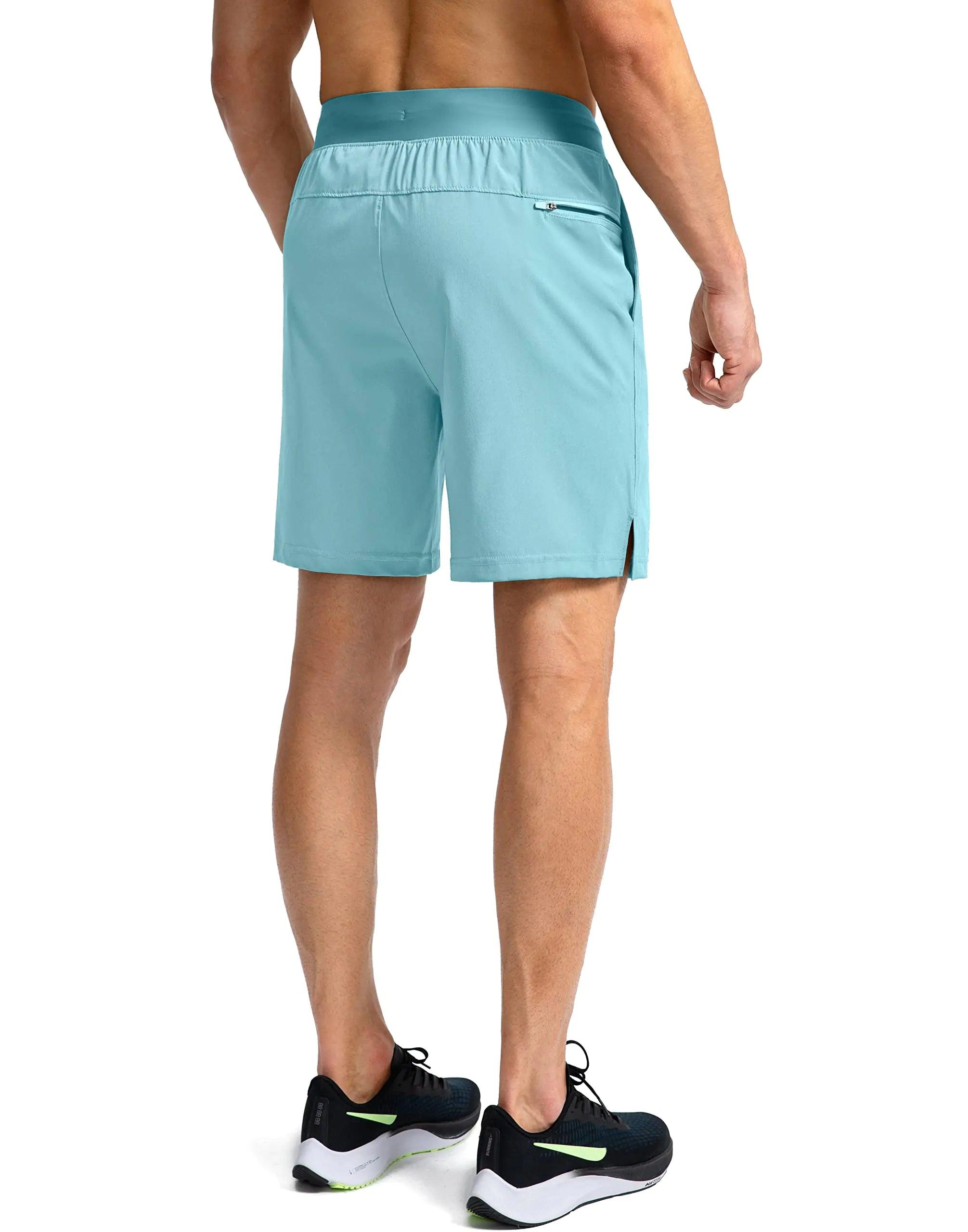 Men's Running Shorts with Zipper Pockets 7 Inch / 5 Inch Lightweight Quick Dry Gym Workout Athletic Shorts for Men 7 Inseam 3X-Large Light Blue - Evallys.com # #