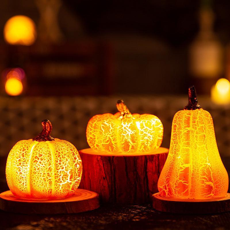 New Halloween Pumpkin Lantern Simulation Pumpkin LED Candle Lamp Resin Luminous Pumpkin - Evallys.com # #