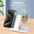 15W 3 In 1 LED Fast Wireless Charger Stand Foldable Charging Station For Smart Phone 15 14 13 12 11 IWatch 9 8 7 6 5 Airpods Pro - Evallys.com