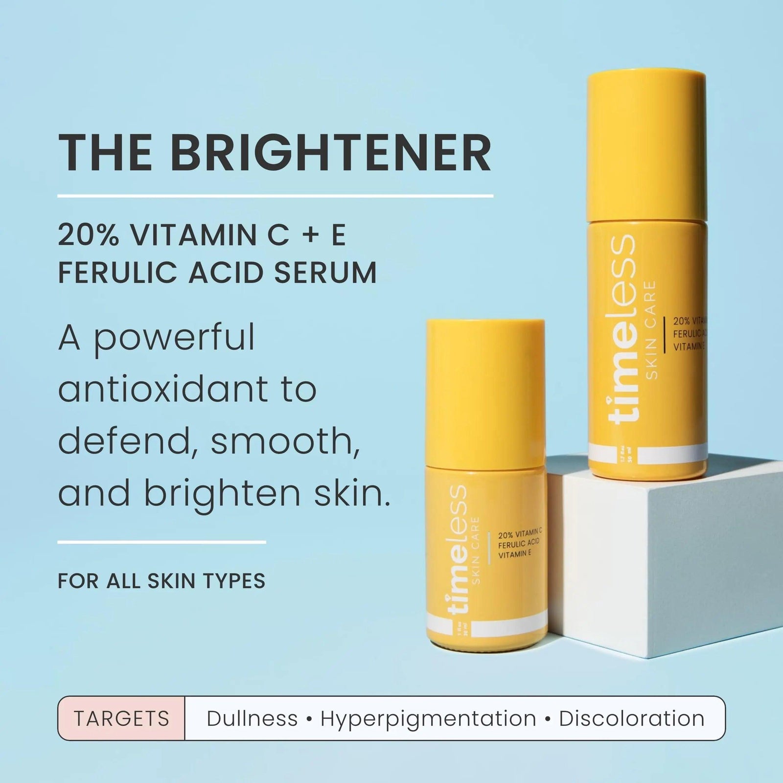 Timeless Skin Care Vitamin C Serum with Vitamin E & Ferulic Acid - 20% Vitamin C Brightening Serum - Face Serum for Oily & Dry Skin - Fragrance-Free Serum for Skin Care - 1.7 oz 1.7 Fl Oz (Pack of 1) - Evallys.com # #