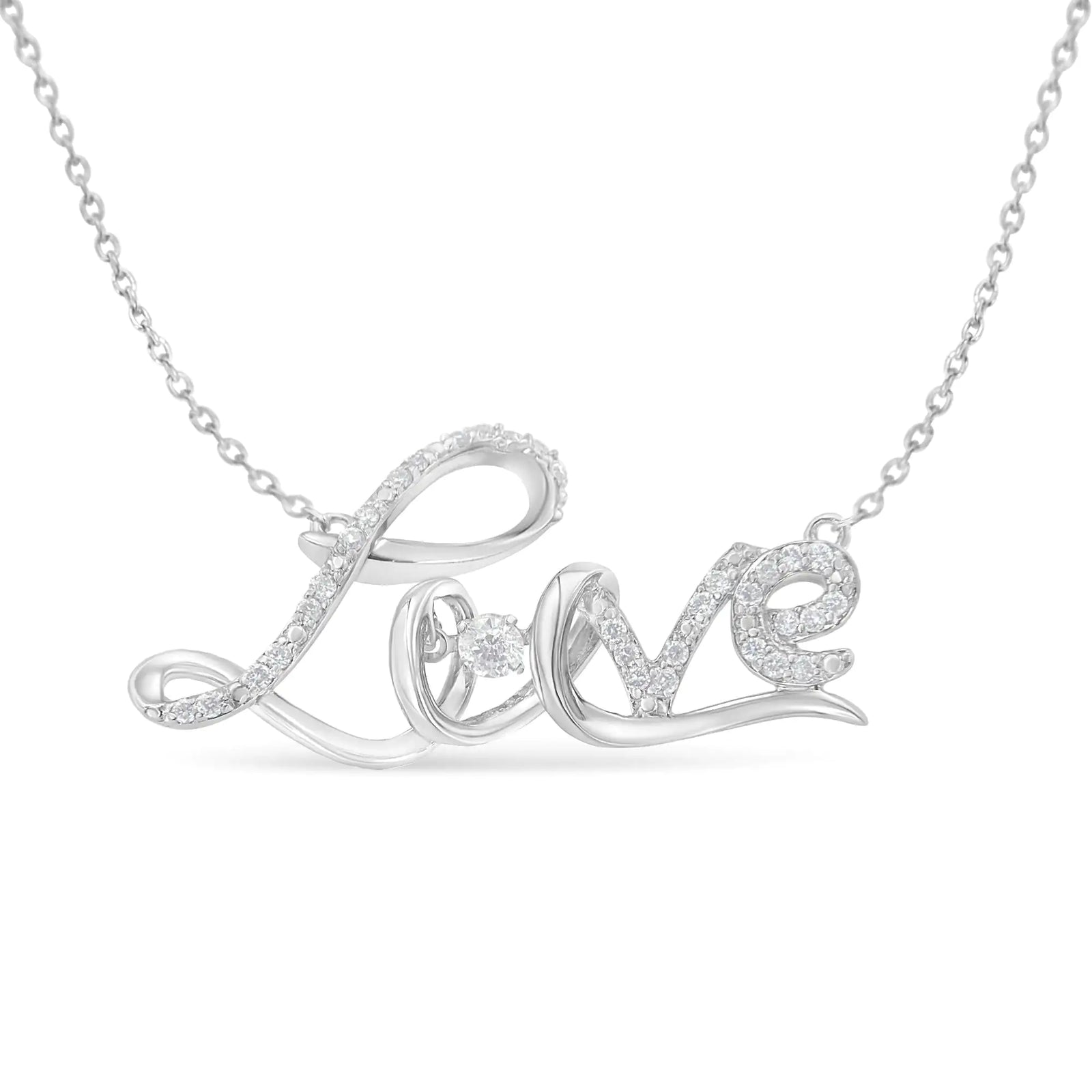 .925 Sterling Silver 1/4 Cttw Diamond Cursive 