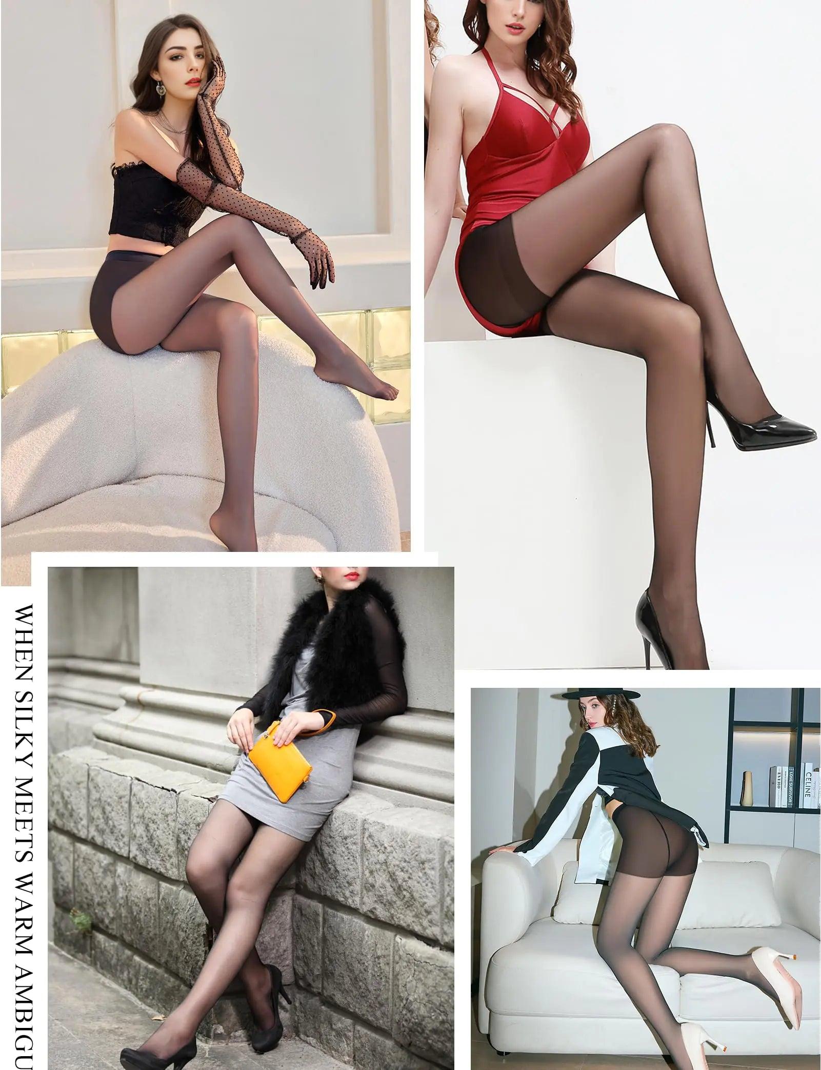 Buauty 2 Pairs Sheer Black Tights for Women -20D High Waist women's Pantyhose,Plus Size Nylon Stockings 3X-Large - Evallys.com # #