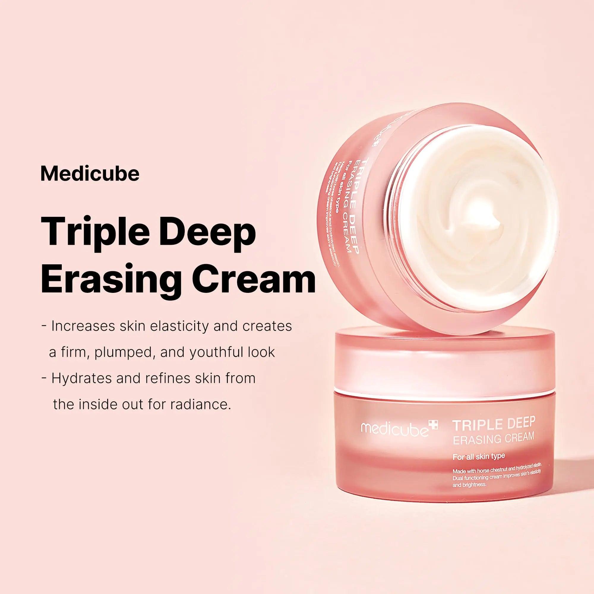 Medicube Triple Collagen Cream - Hydrating & Firming Moisturizer with Hyaluronic Acid, Premium Elastin, Shea Butter - Wrinkle Care & Boosts Elasticity - Korean Skincare, 1.69 oz - Evallys.com # #