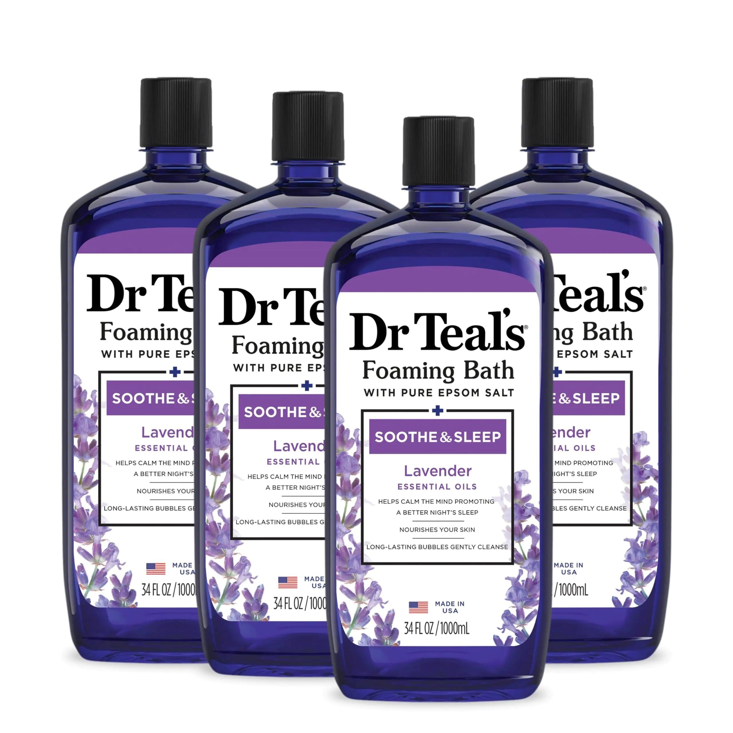 Dr Teal's Foaming Bath with Pure Epsom Salt, Soothe & Sleep with Lavender, 34 fl oz (Pack of 4) (Packaging May Vary) - Evallys.com # #