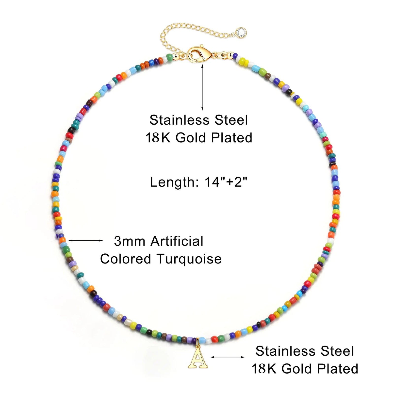 Yoosteel Colorful Beaded Initial Necklaces for Girls Women Gifts - Cute Beads Choker Necklace Bohemian Initial Necklace Jewelry for Girls Teen Girls Christmas Birthday Gifts for Girls Y Gold - Evallys.com # #