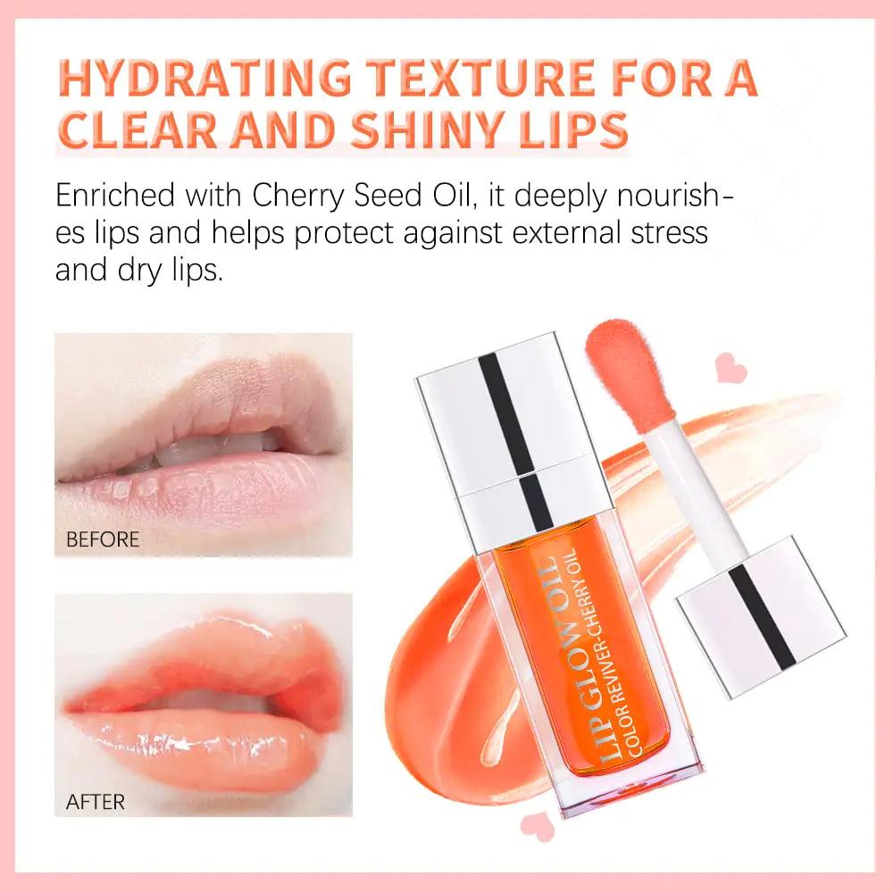 Hydrating Lip Glow Oil, Plumping Lip Oil, Tinted Lip Balm Lip Care, Transparent Toot Lip Oil, Moisturizing Lip Gloss, Non-Sticky Long Lasting Lip Oil Gloss, Lip Plumper Gloss 2PCS Cherry - Evallys.com # #