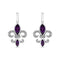 .925 Sterling Silver Marquise Cut Amethyst and Diamond Accent Fleur De Lis Dangle Stud Earrings (H-I Color, SI1-SI2 Clarity) - Evallys.com # #