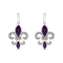 .925 Sterling Silver Marquise Cut Amethyst and Diamond Accent Fleur De Lis Dangle Stud Earrings (H-I Color, SI1-SI2 Clarity) - Evallys.com # #