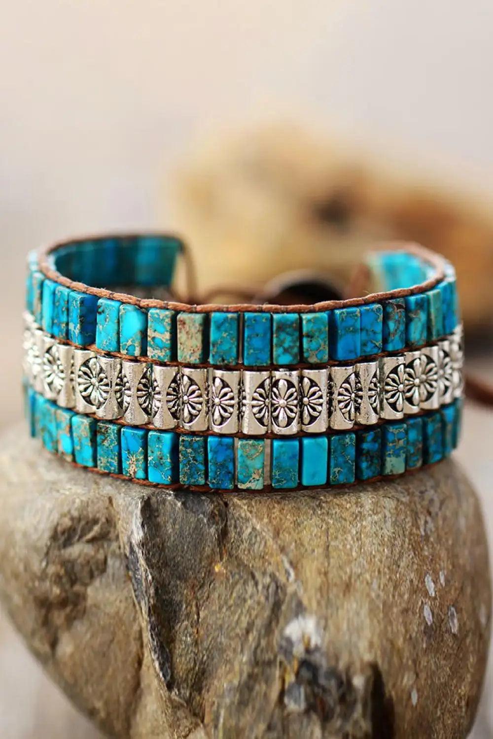 Handmade Triple Layer Natural Stone Bracelet - Evallys.com # #