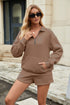 Casual Sweatshirt Suits Lapel Zipper Long Sleeve Top With Pocket And Elastic Shorts Fashion Loose Sports Set Outfits Womens Clothing - Evallys.com # #