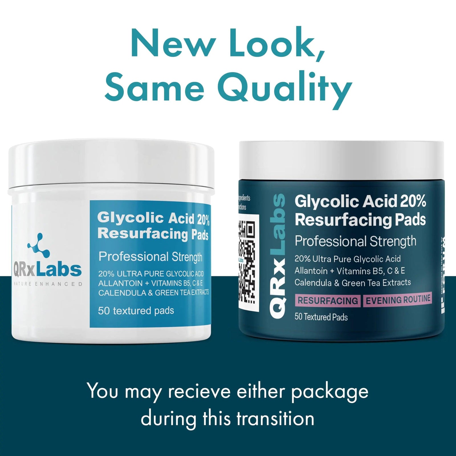 Glycolic Acid 20% Resurfacing Pads for Face & Body with Vitamins B5, C & E, Green Tea, Calendula, Allantoin - Exfoliates Surface Skin and Reduces Fine Lines and Wrinkles - Peel Pads - 2PK Resurfacing Pads 2 Pack - Evallys.com # #