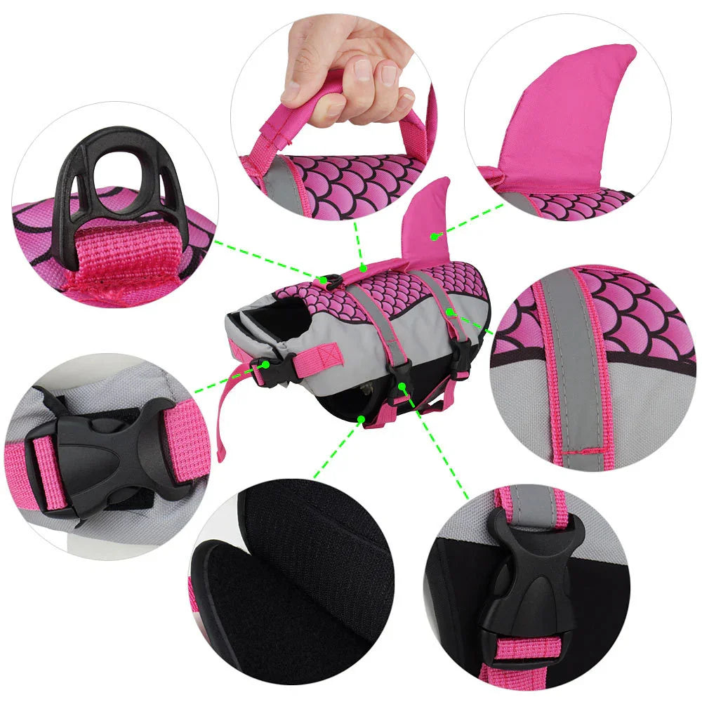 Premium Dog Life Jacket with Shark Fin – Summer Swim Safety Vest - Evallys.com # #