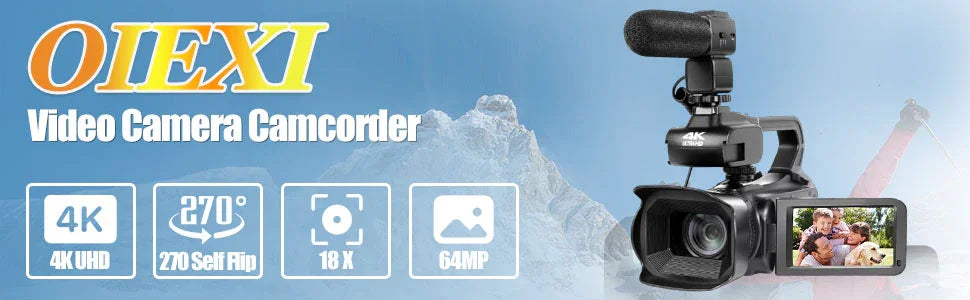 UHD 4k Video Camera Camcorder with 18X Digital Zoom,64MP Digital Camera Recorder,4.0-inch Rotating Touchscreen,64GB SD Card,Micr - Evallys.com