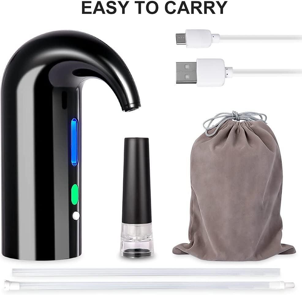 Electric Wine Aerator, Electric Wine Pourer and Wine Dispenser Pump, Multi-Smart Automatic Filter Wine Dispenser with USB Rechargeable for Travel, Home and Bar(Black) - Evallys.com # #