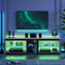 Bestier TV Stand for Tvs up to 70", Console Table with RGB LED Lights and Storage Cabinet, Pinewood - Evallys.com # #