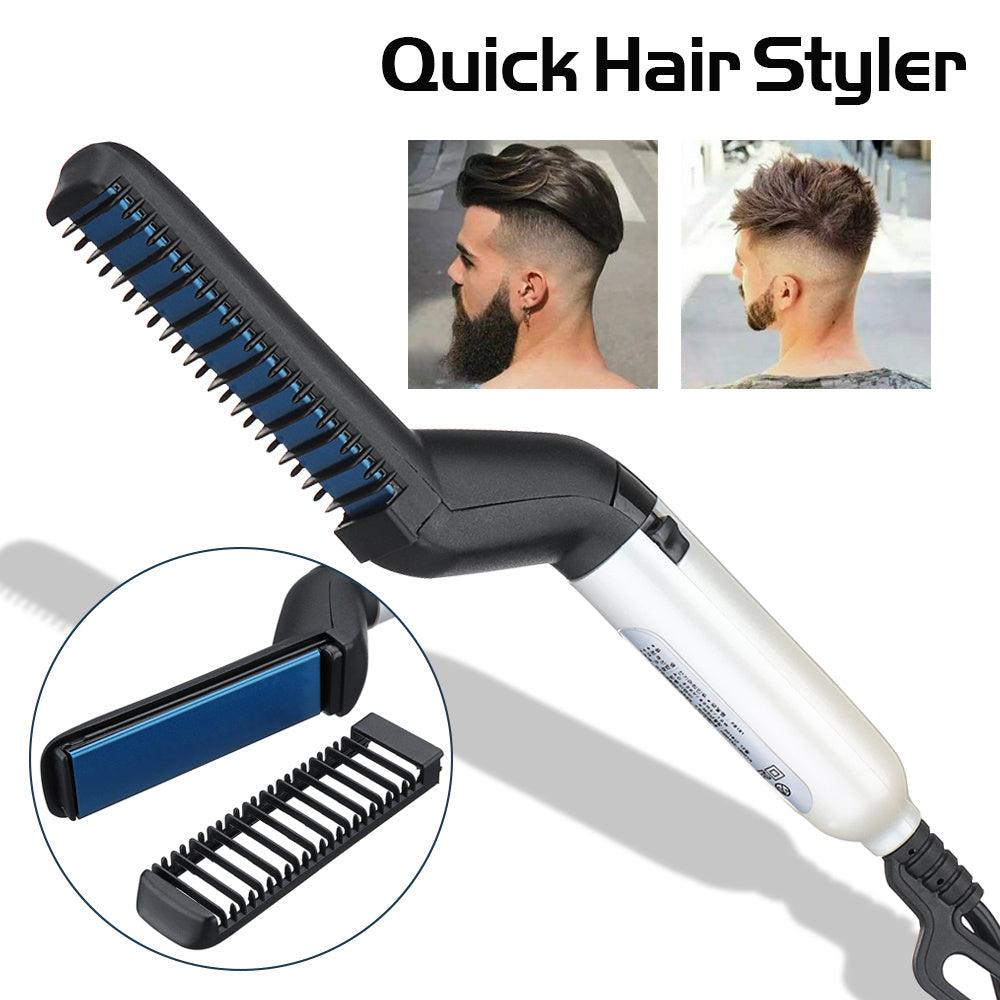 Electric Hair Straightener Brush,Men Quick Beard Straightener Styler Comb,Hair Straightening,Curly Hair Straightening Comb,Side Hair Detangling,Multifunctional Hair Curling Curler - Evallys.com # #