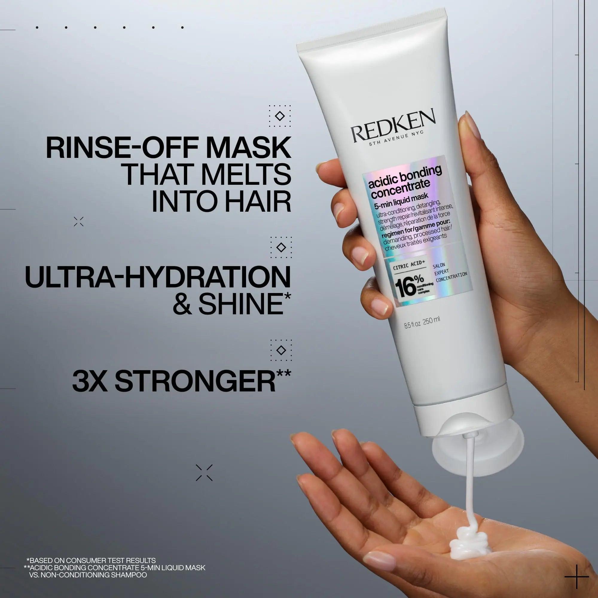 REDKEN Bonding Hair Mask for Dry, Damaged Hair Repair | Acidic Bonding Concentrate | Hydrating 5 Minute Liquid Hair Mask | For All Hair Types 1.01 Fl Oz (Pack of 1) - Evallys.com # #