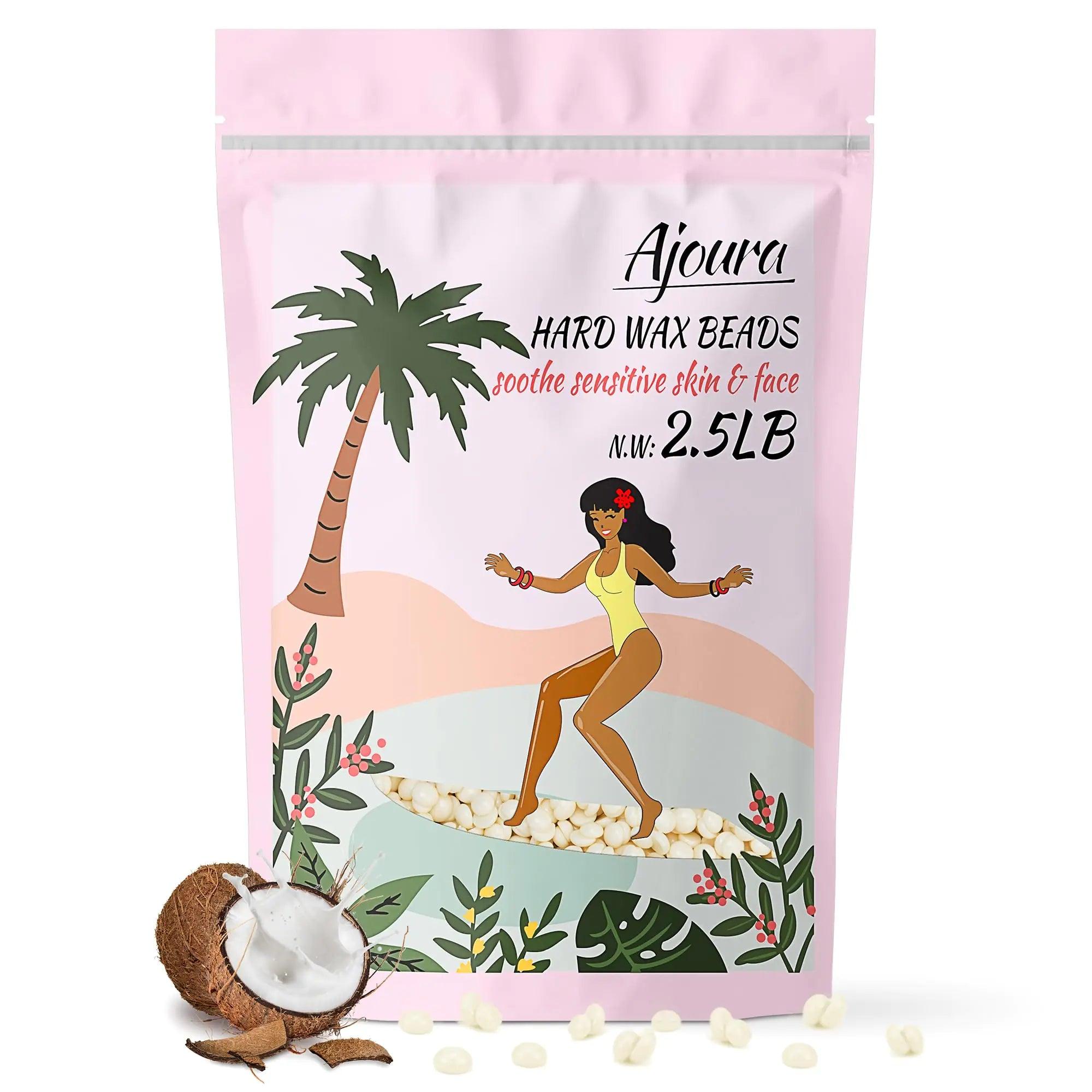 Ajoura 2.5 lb Wax Beads for Hair Removal - Premium Hard Wax for Coarse Hair, Ideal for Brazilian Bikini, Legs, Face, Underarms, Arms, Chest, Back - Sensitive Skin for Efficient Home & Salon Waxing Off White-2.5lb - Evallys.com # #