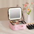 Travel Makeup Bag with USB Rechargeable Mirror & LED Light, 1 Set Summer Portable Cosmetic Bag with Adjustable Partition, Jewelry Organizer, Summer Essentials, Travel Essentials - Evallys.com # #