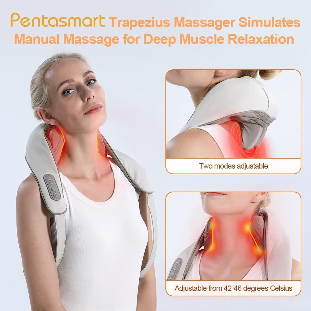 Neck Shoulder Back Massager With Heat - Shiatsu Massager Adjustable Relaxing Gift Plug-in Comfort - Evallys.com # #