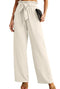 IWOLLENCE Women's Wide Leg Pants with Pockets High Waist Adjustable Knot Loose Casual Trousers Business Work Casual Pants 3X-Large 02 Ivory White - Evallys.com # #